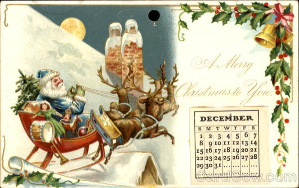 Santa Blue Robe Calendar Santa Claus