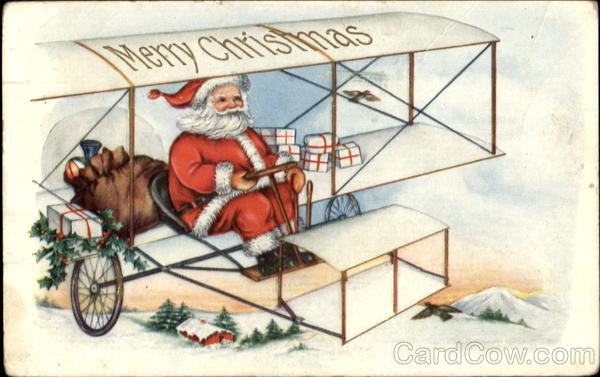 Santa in Wright Airplane Santa Claus