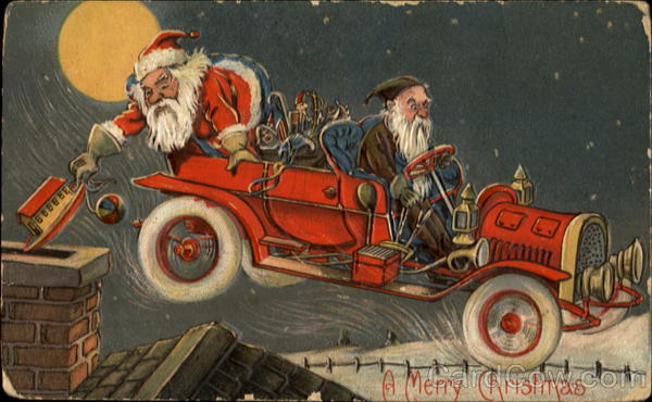 Santa Delivering Presents by Car Santa Claus
