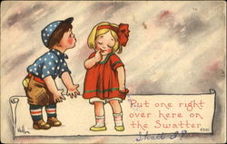 Boy with Baseball Girl Bernhardt Wall Postcard Postcard