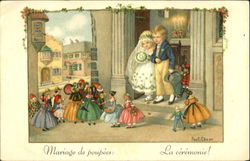 Mariage De Poupees Artist Signed Postcard Postcard