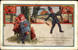 Children Policeman Postcard