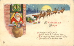 Christmas Joys Santa w/toys Postcard