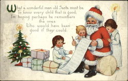Santa with Children Postcard