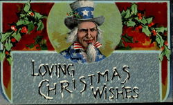 Uncle Sam Loving Christmas Wishes Postcard