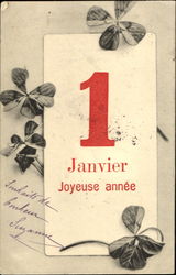 1 Janvier Joyeuse Annee Postcard