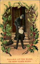 Pulling Up The Blind On New Year's Morn Postcard