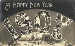 A Happy New Year 1907 New Year's Postcard Postcard