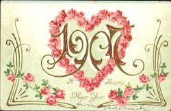 1907 A Happy New Year Postcard