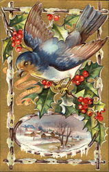 Bird, Winter Scene Postcard