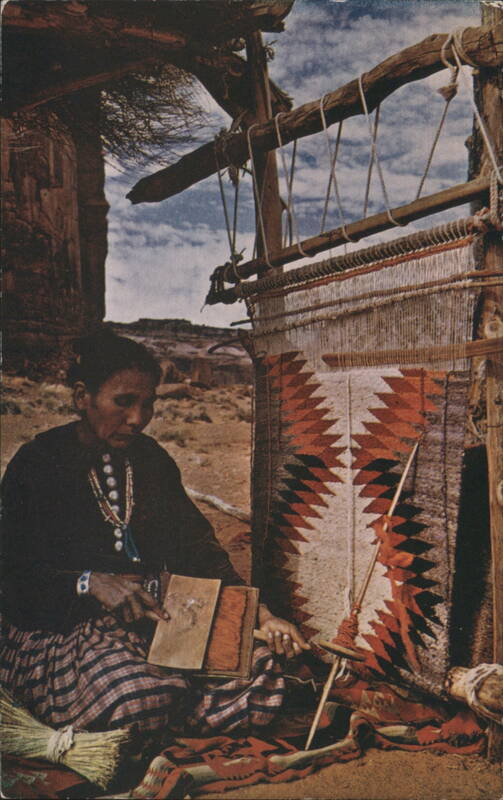 Navajo Weaver at Loom in Arizona