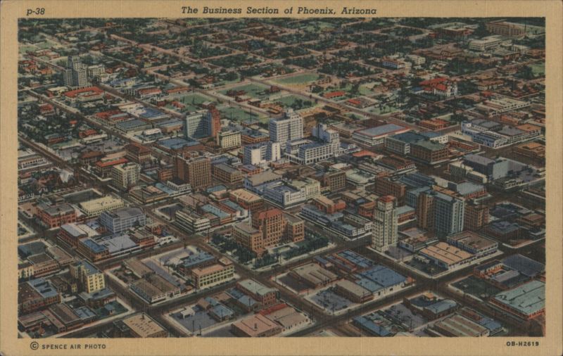 The Business Section of Phoenix, Arizona Spence Air Photo
