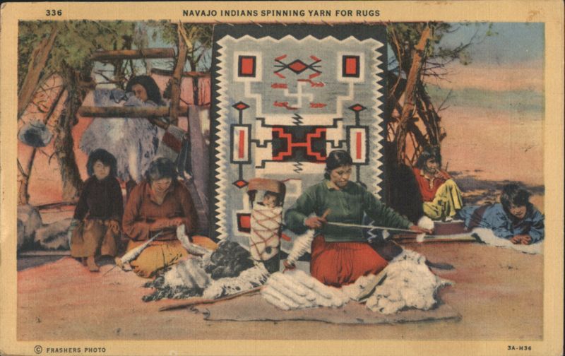 Navajo Indians Spinning Yarn for Rugs Native Americana