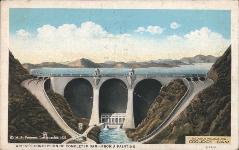 Artist's Conception of Completed Coolidge Dam San Carlos Arizona