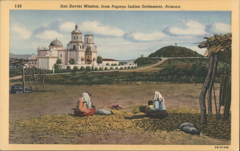 San Xavier Mission, from Papago Indian Settlement, Arizona