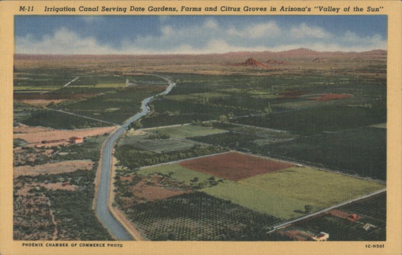 Irrigation Canal Serving Date Gardens, Farms and Citrus Groves in Arizona's Valley of the Sun Phoenix