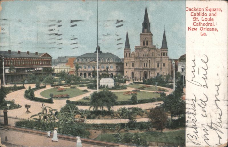 Jackson Square, Cabildo and St. Louis Cathedral, New Orleans Louisiana