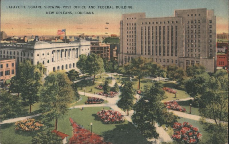 Lafayette Square Showing Post Office and Federal Building New Orleans Louisiana