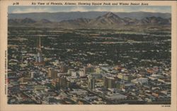 Air View of Phoenix, Arizona, Showing Squaw Peak and Winter Resort Area Postcard