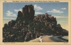 "The Mitten" above Devil's Canyon, Globe-Miami-Superior Highway, Arizona Postcard