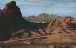 Camelback Mountain framed by the Red Rocks of Papago Park Postcard