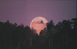 Full Moon Setting at Sunrise Over 24-inch Clark Telescope Dome Postcard