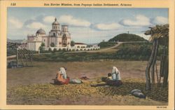 San Xavier Mission, from Papago Indian Settlement, Arizona Postcard