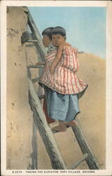 Taking the Elevator, Hopi Village Postcard