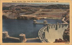 Hoover (Boulder) Dam Crest and Switchback Highway Postcard