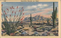 Superstition Mountain and Desert, Arizona Postcard
