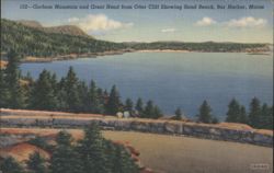 Gorham Mountain and Great Head from Otter Cliff Showing Sand Beach, Bar Harbor Postcard
