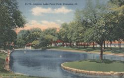 Lagoon, Lake Front Park, Evanston, Ill. Postcard