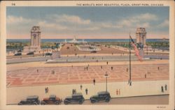 The World's Most Beautiful Plaza, Grant Park, Chicago Postcard