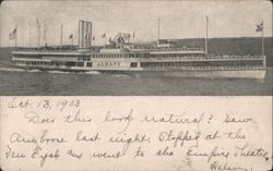 Hudson River Day Line Steamer Albany Postcard