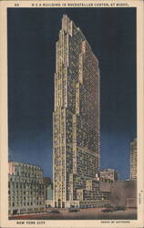 RCA Building in Rockefeller Center, at Night Postcard