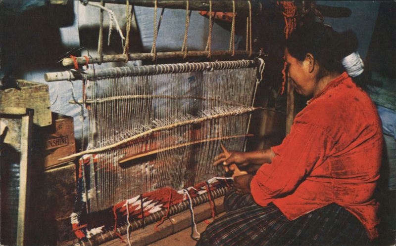 Navajo Rug Weaver at Loom Native Americana