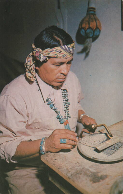 Native American Silversmith Crafting Jewelry Native Americana