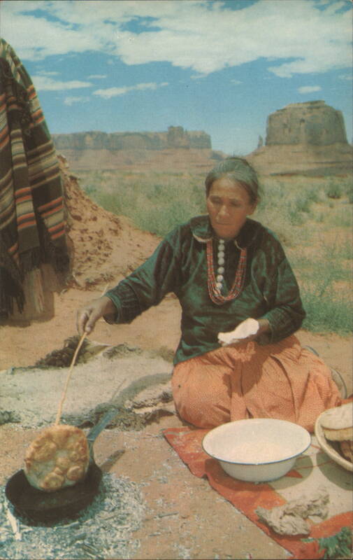 Native American Woman Cooking Frybread Outdoors Native Americana