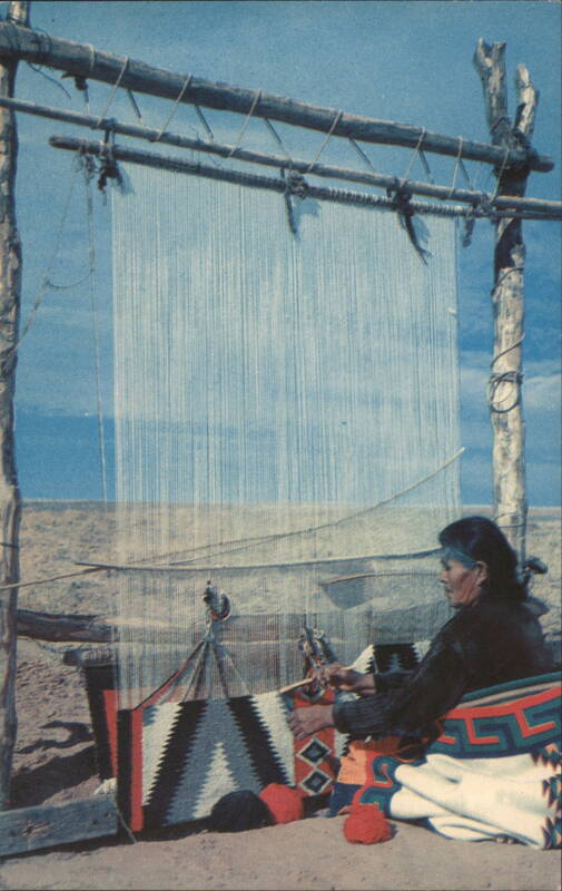 Native American Woman Weaving Outdoors Native Americana
