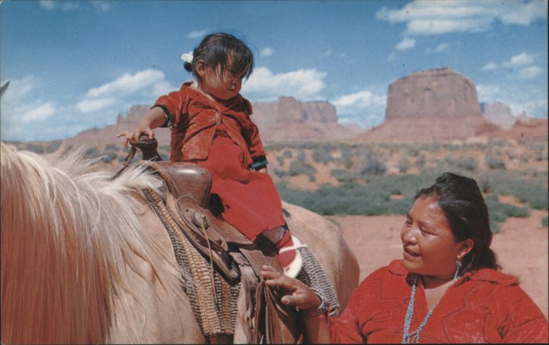 Navajo Mother and Daughter on Horse, Monument Valley Arizona