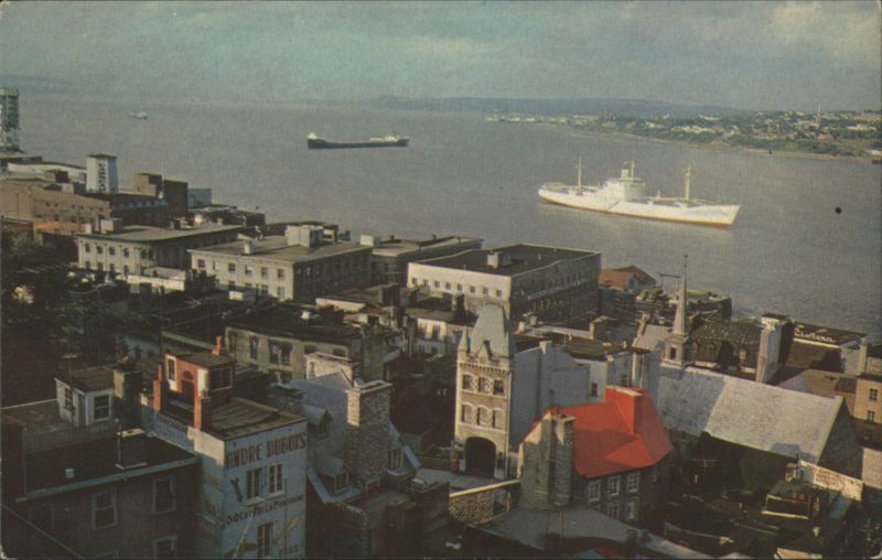 Quebec City Overlooking St. Lawrence River and Ships QC Canada