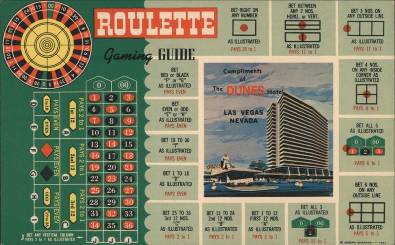 Roulette Gaming Guide, The Dunes Hotel, Las Vegas, NV Nevada