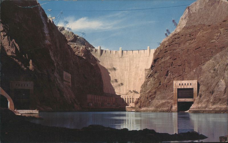 Hoover Dam, Downstream Face from River Level Las Vegas Nevada