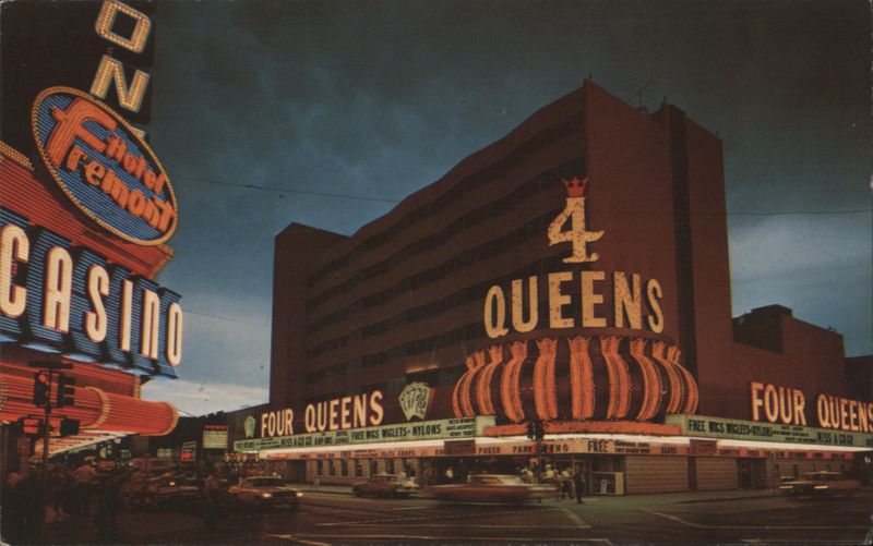 Four Queens Hotel & Casino at Night, Las Vegas, NV Nevada