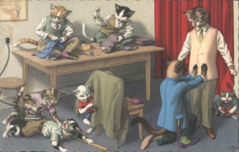 Cats as Tailors, Anthropomorphic Scene R. Scriven