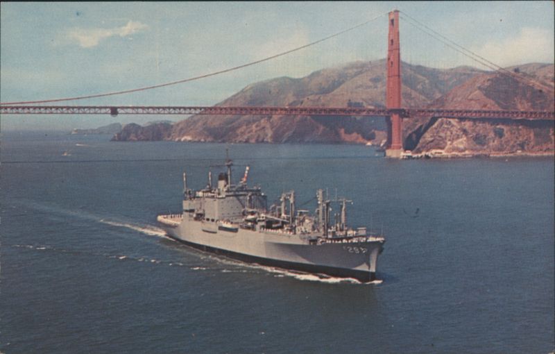 USS Mount Hood (AE-29) with Golden Gate Bridge Ships