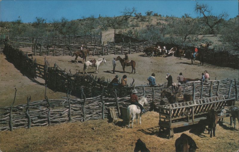 Cowboys, Horses, and Wooden Corrals Cowboy Western