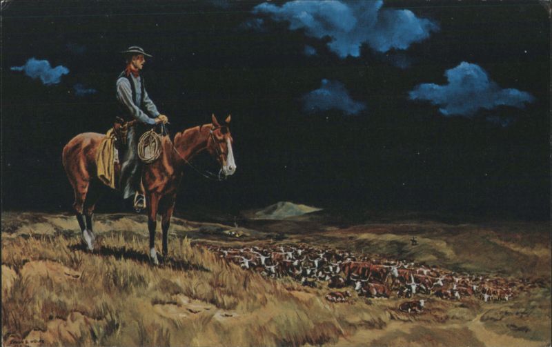A Song to Bed 'Em Down, Cowboy and Cattle at Night