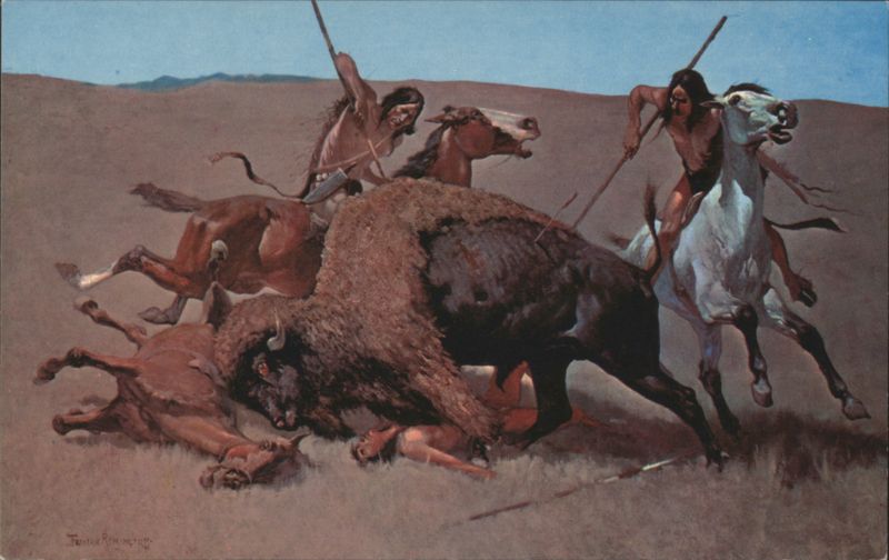 The Buffalo Hunt, Painting by Frederic Remington Cowboy Western