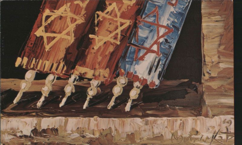 Three Torahs, Jewish New Year Greeting Morris Katz